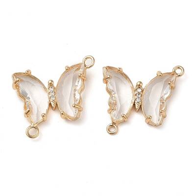 Brass Pave Faceted Glass Connector Charms
