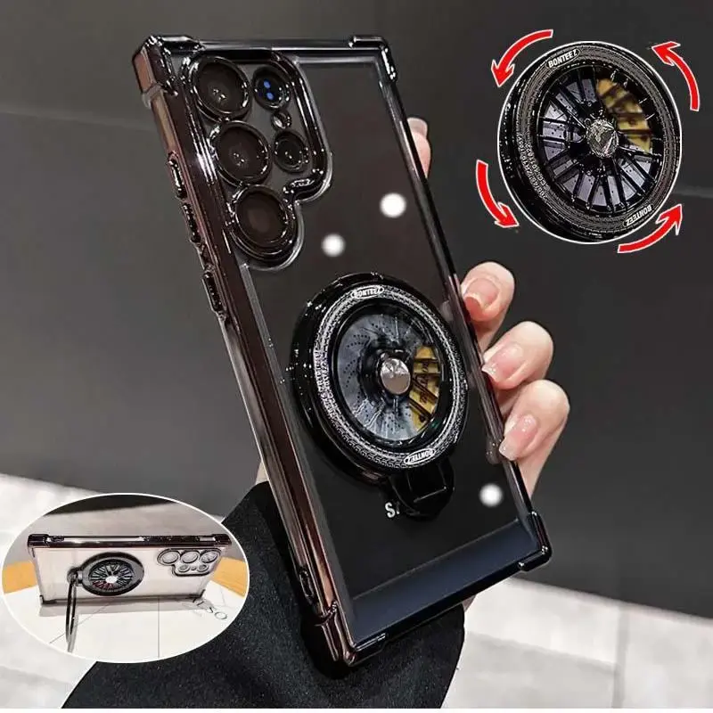 Rotating Gyro Bracket Phone Case, Anti-drop Phone Protective Cover, Phone Accessories Compatible with Samsung Galaxy S24 S23 ...