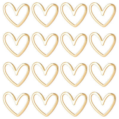 Beebeecraft 1 Box 30Pcs 18K Gold Plated Heart Links Love Heart Hollow Frames Bezel Connector 11.5x13x1mm for Earring Necklace...