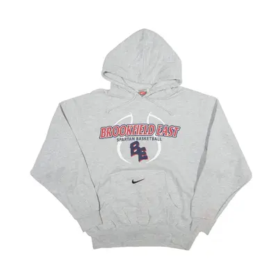 NIKE TEAM Brookfield East Spartan Basketball USA Hoodie Grey Pullover Mens S