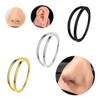 Oufer 20G/18G/16G Hinged Segment Double Rows Nose Nostril Piercing Hoop Ring Helix Conch Lobe Hoop Cartilage Hoop Ring 5mm 6m...