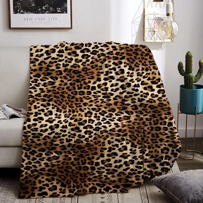 Leopard Print Blanket, 1 Count Soft Comfortable Warm Throw Blanket, Napping Blanket for Home Office Travel Living Room, Comfy...