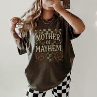 Mother Of Mayhem Shirt Edgy Mom Shirt For Cool Mom Gift Funny Mothers Day Tshirt Trendy Comfort Colors Tired Mom Top Badass M...