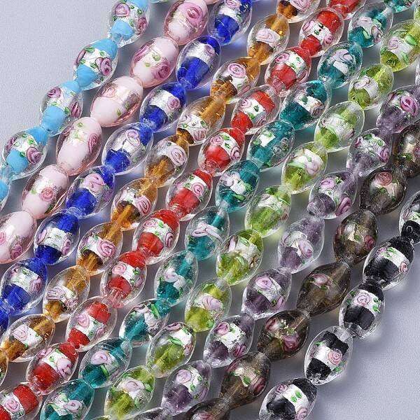 Handmade Silver Foil Glass Lampwork Beads