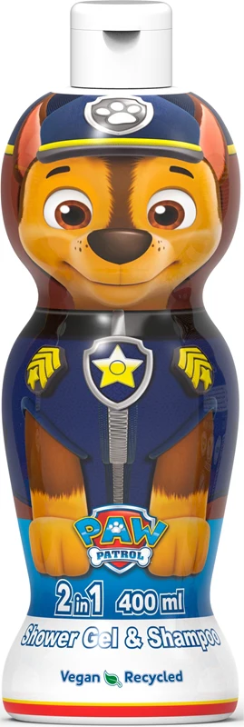 Nickelodeon Paw Patrol Chase 2 in 1 shower gel and shampoo for children 400 ml