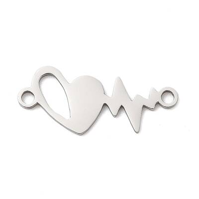 201 Stainless Steel Heart Connector Charms