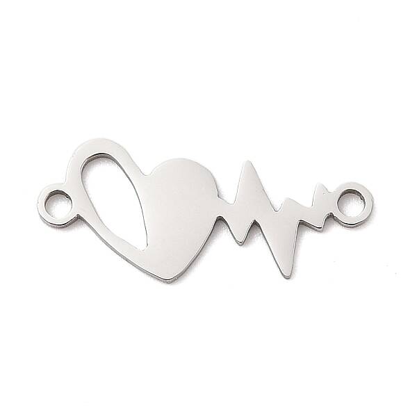 201 Stainless Steel Heart Connector Charms