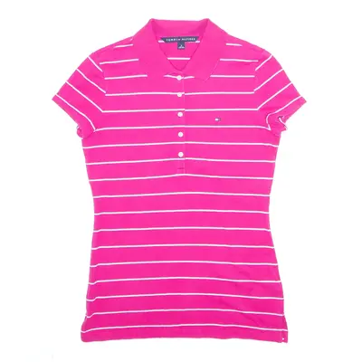 TOMMY HILFIGER Pink Striped Short Sleeve Polo Shirt Mens M