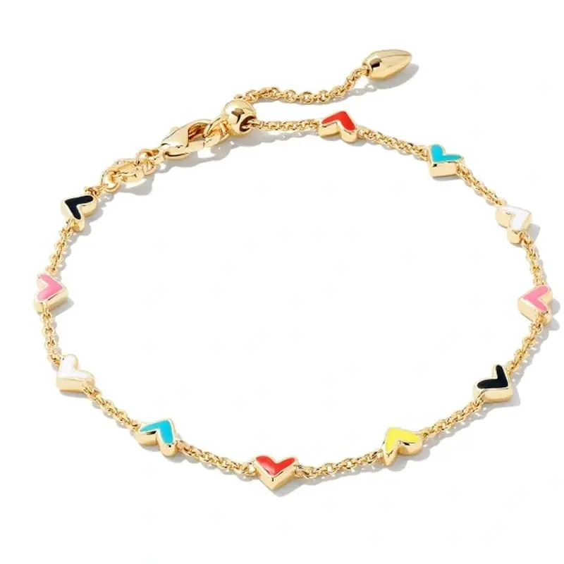Sterling Silver with Yellow Gold Plated Heart Charm Bracelet