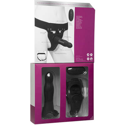 Body Extensions - Hollow Slim Dong Strap-on 2-Piece Set With Clitoral Vibrator - Black