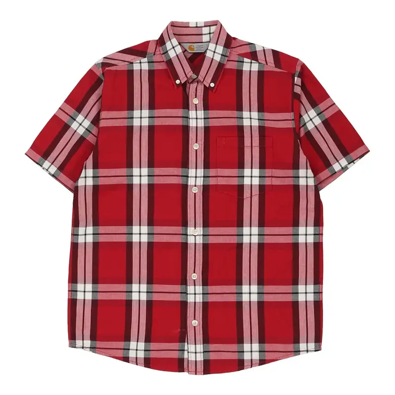Carhartt Checked Short Sleeve Shirt - Medium Red Cotton