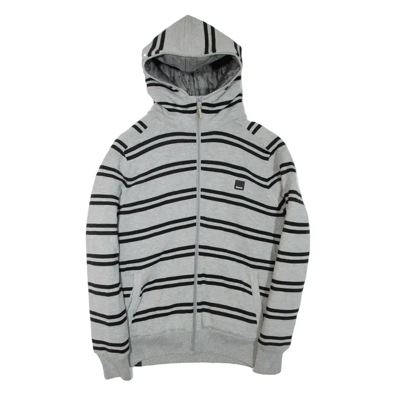 BENCH Mens Jacket Grey Hooded Striped L