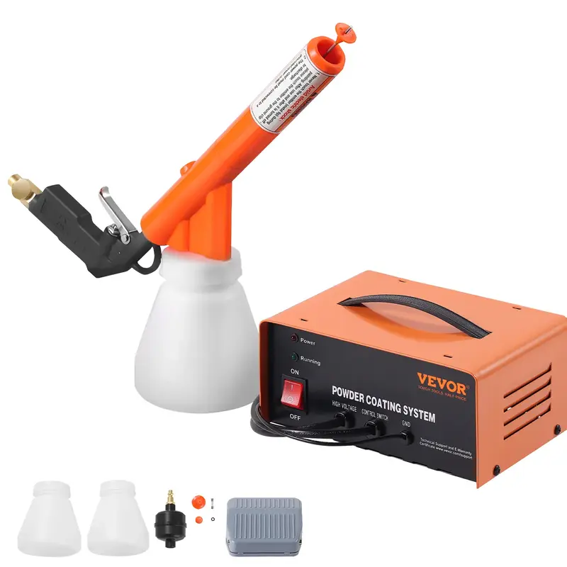 VEVOR Powder Coating System, 50KV Electrostatic Output Powder Coating Kit with Foot Switch, Spray Gun, Nozzles and Powder Cup...