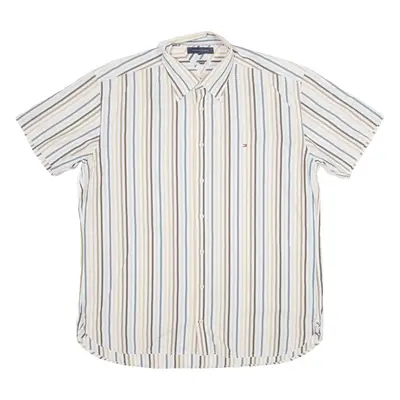 TOMMY HILFIGER Mens Shirt Brown Striped XL