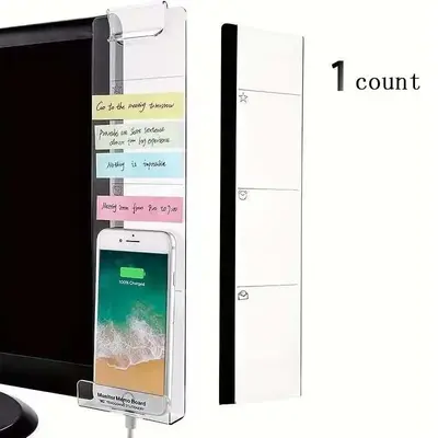 Computer Monitor Memo Board, Clear Computer Message Board without Phone Holder, Office Supplies Computer Sticky Note Clip, Ho...