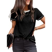 EVALESS Womens Casual Spring Solid Color T Shirts Crewneck Short Sleeve Slim Fitted Basic Tee Blouses Tops 2025 Trendy Womens...