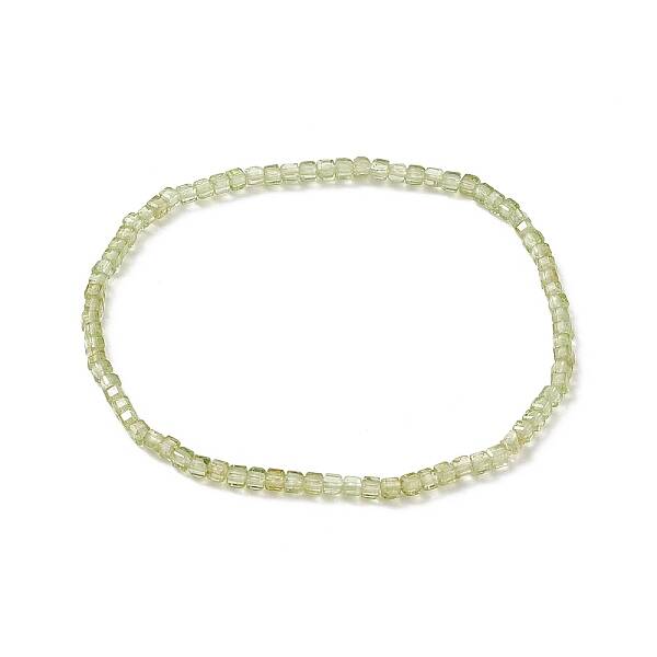 Natural Peridot Cube Beaded Stretch Bracelet for Women