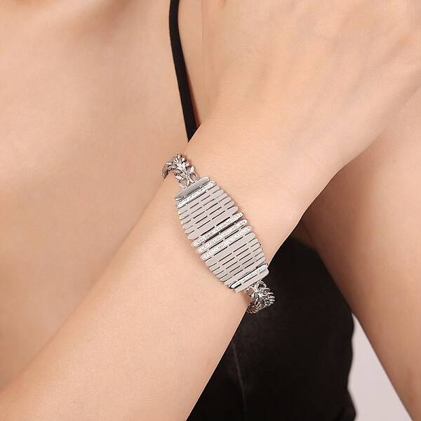 Cubic Zirconia Oval Link Bracelet with 304 Stainless Steel Chains