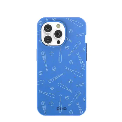 Electric Blue Ball and Bat iPhone 14 Pro Case