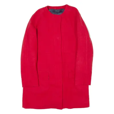 ZARA BASIC Overcoat Jacket Red Womens S