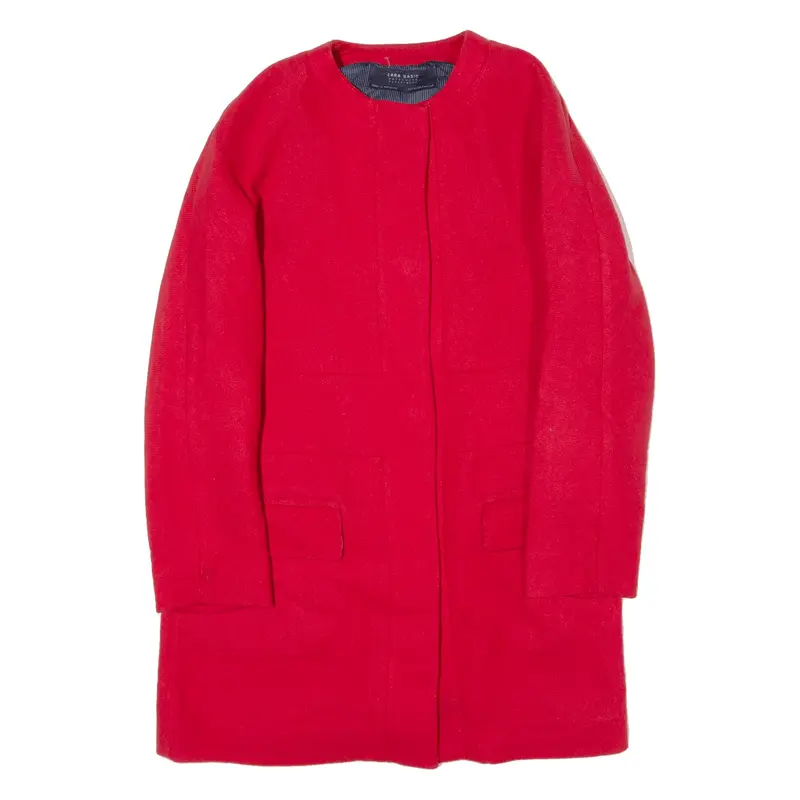 ZARA BASIC Overcoat Jacket Red Womens S