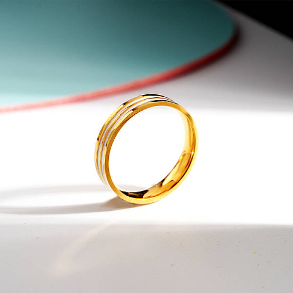 Stainless Steel Grooved Finger Rings for Women
