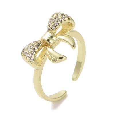 Brass Micro Pave Cubic Zirconia Open Cuff Ring