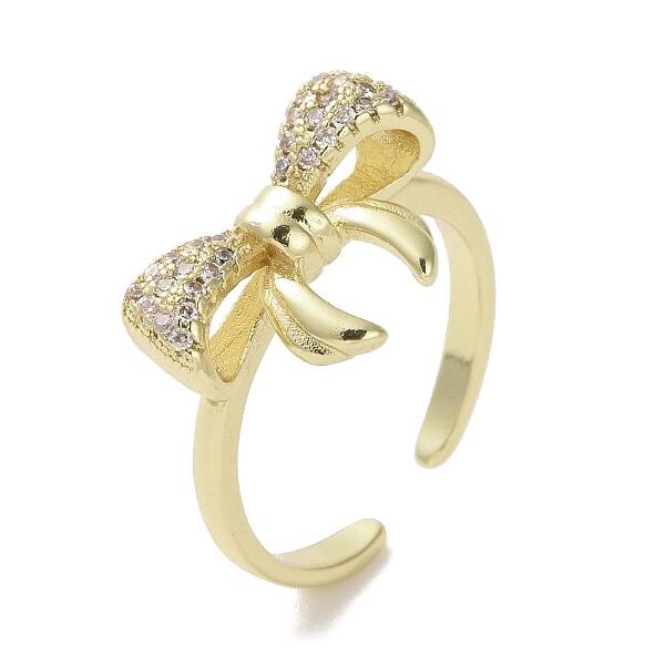 Brass Micro Pave Cubic Zirconia Open Cuff Ring