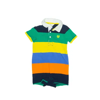CHAPS Baby Grow Polo Shirt Blue Striped Short Sleeve Boys S