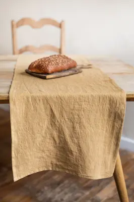 Linen table runner in Mustard | Size: 50x200 cm / 20x79