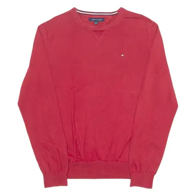 TOMMY HILFIGER Mens Jumper Red Tight Knit M