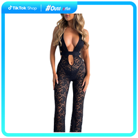 Women Sexy Lace Jumpsuit Casual Summer Cutout Lace See-through Backless Romper Pants For Clubwear Streetwear,Y2k Club Outfits...