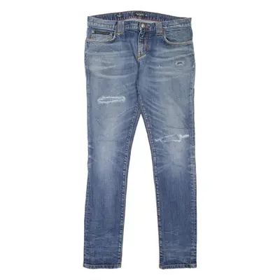 PHILIPP PLEIN Distressed Mens Jeans Blue Slim Skinny Stone Wash W33 L31