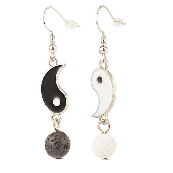 Alloy Enamel Yin Yang Matching Asymmetrical Earrings