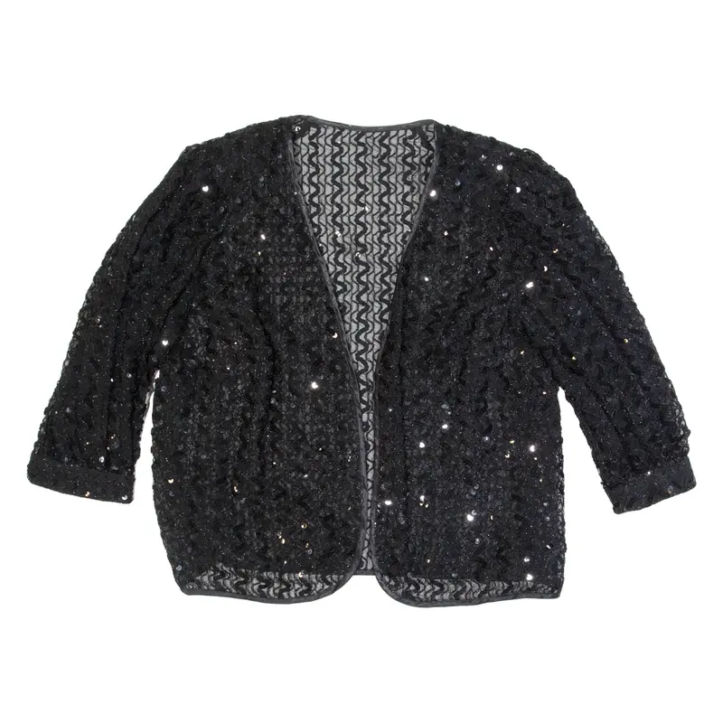 Sequins Womens Blouse Black Long Sleeve M