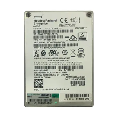868650-002 HP 800GB SAS 12Gb/s Mixed Use SFF 2.5-Inch Solid State Drive with Hot Pluggable for ProLiant BL460c Gen10