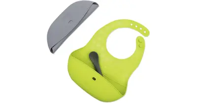 BBLÜV Pöket bib with spoon grey/Lime 2 pieces