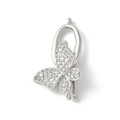 Brass Pave Clear Cubic Zirconia Fold Over Clasps
