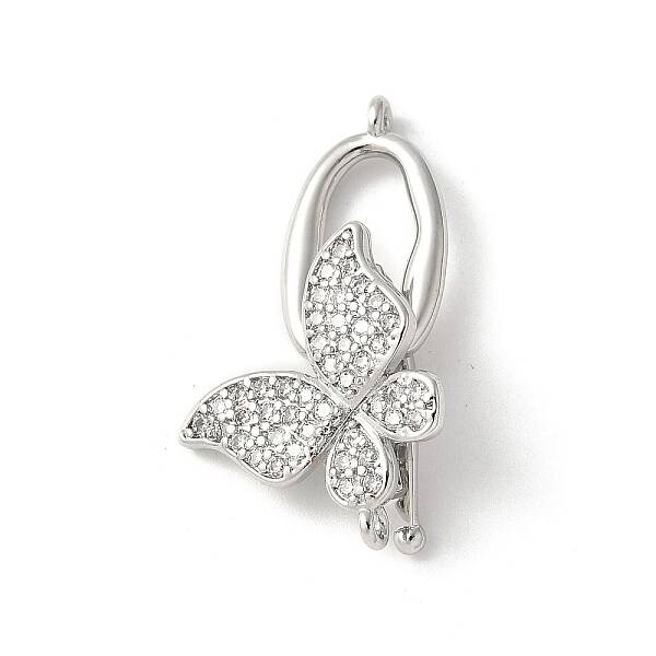 Brass Pave Clear Cubic Zirconia Fold Over Clasps