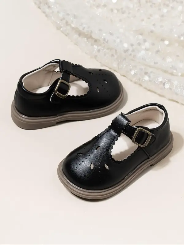 Girl's Ditsy Floral Pattern Hollow Out Design Mary Janes Flats, Sweet Comfortable Flat Shoes for Daily Wear, All-match Commut...