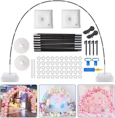 Balloon Arch Kit 9FT Height & 10FT Width Adjustable Stand with Glass Fiber Poles PVC Base Water Bags Pump Clips Knotter Ropes...