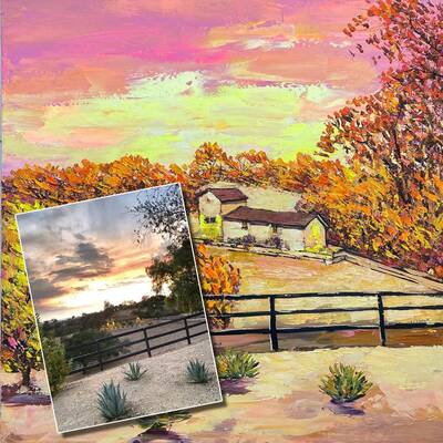 Original Nature Custom Portrait Colorful Vacation Home Oil Painting Abstract Country House Artwork | PAINTING FROM PHOTO #48