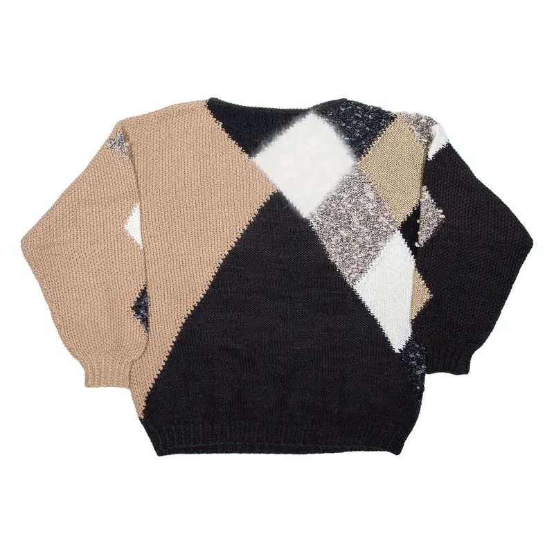 Patterned Jumper Black Diamond Tight Knit Womens L