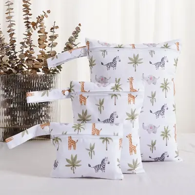 Animal Print Diaper Bag Set, 3 Counts/set Waterproof Baby Stroller Travel Bag, Multifunctional Makeup Bag, Cute Baby Storage ...