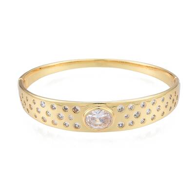 Cubic Zirconia Oval Hinged Bangle
