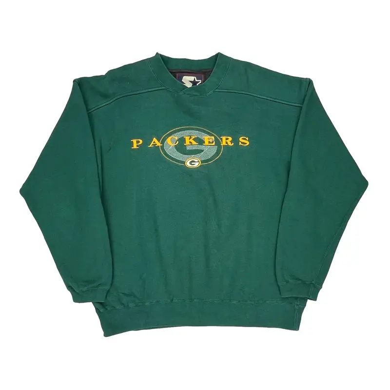 Green Bay Packers Starter Nfl Sweatshirt - Large Green Cotton Blend