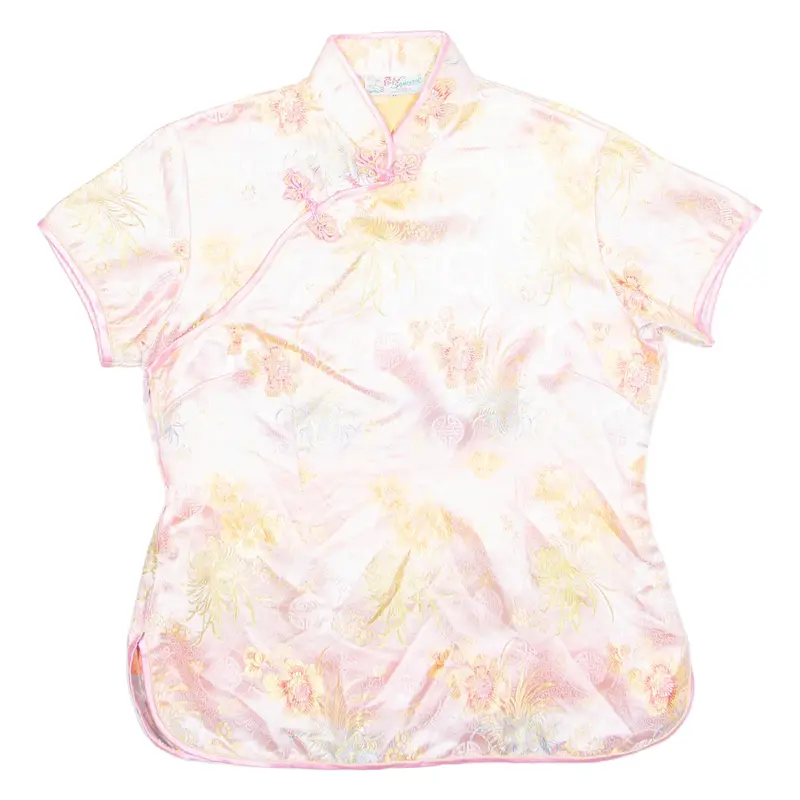 SQUIRREL Womens Printed Top Pink V-Neck Floral L