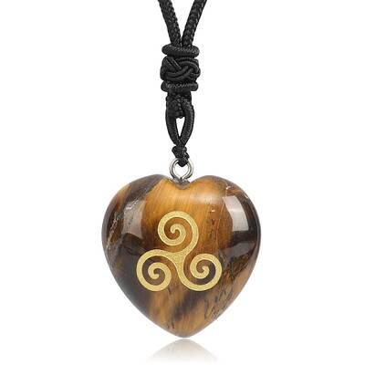 Saint Patrick's Day Natural Tiger Eye Pendant Necklaces