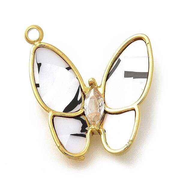 304 Stainless Steel with Cubic Zirconia and Shell Charms