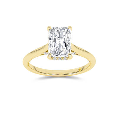 Twinkle Halo Radiant Cut Lab Grown Diamond Engagement Ring | 18K Yellow Gold 1 1/6 CT. TW.